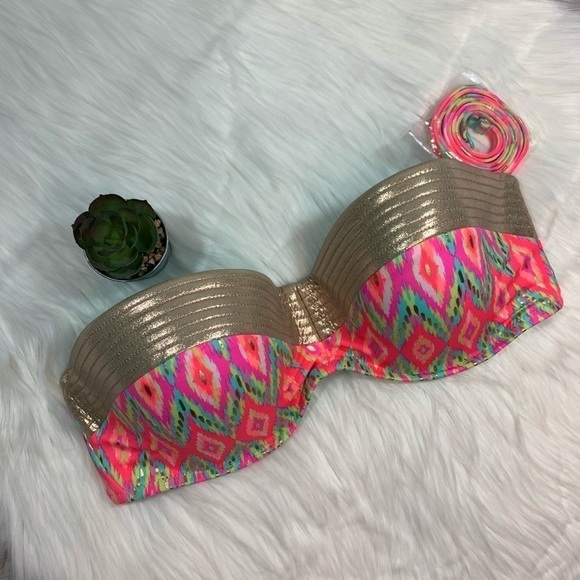 NWOT Shade & Shore Multicolored Bikini Top - Picture 3 of 11